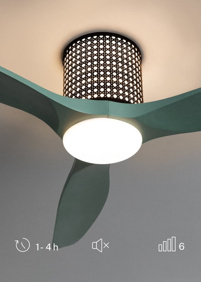 WIND CALM CUSTOM RATTAN - Plafondventilator 40W stil Ø132 cm met LED verlichting in behuizing en lamp, afbeelding van de galerij 5