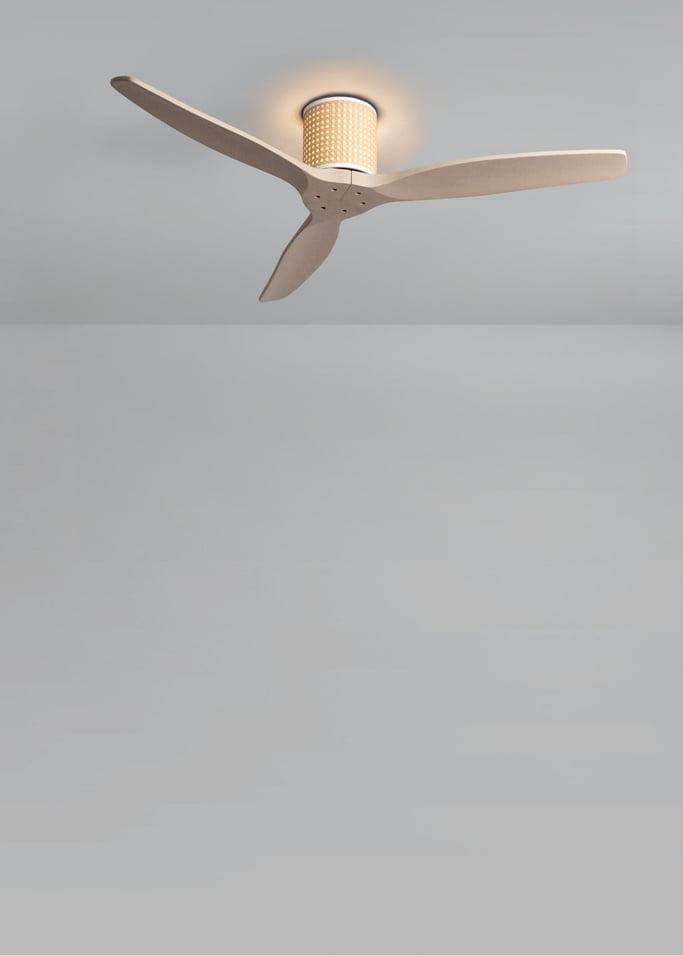 WIND CALM CUSTOM RATTAN - Plafondventilator 40W stil Ø132 cm met LED verlichting in behuizing en lamp, afbeelding van de galerij 2
