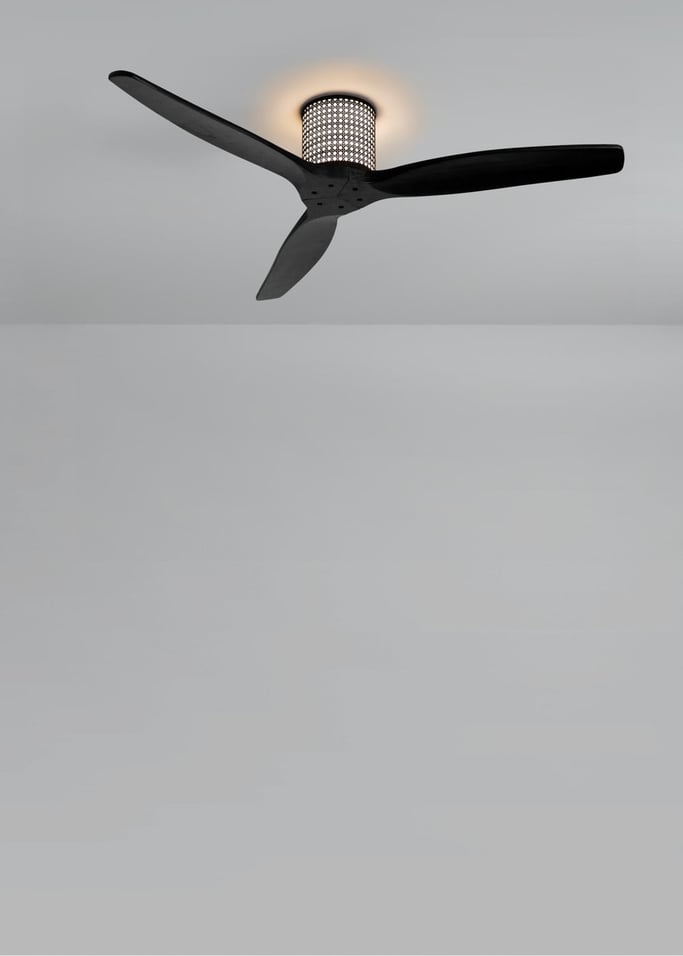 WIND CALM CUSTOM RATTAN - Plafondventilator 40W stil Ø132 cm met LED verlichting in behuizing en lamp, afbeelding van de galerij 2