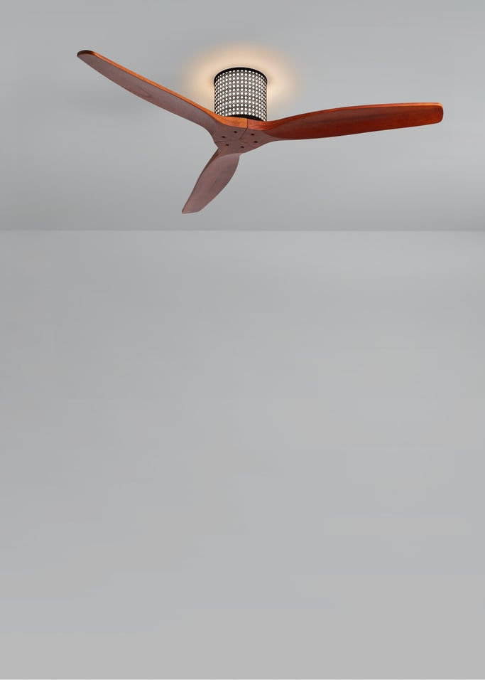 WIND CALM CUSTOM RATTAN - Plafondventilator 40W stil Ø132 cm met LED verlichting in behuizing en lamp, afbeelding van de galerij 2