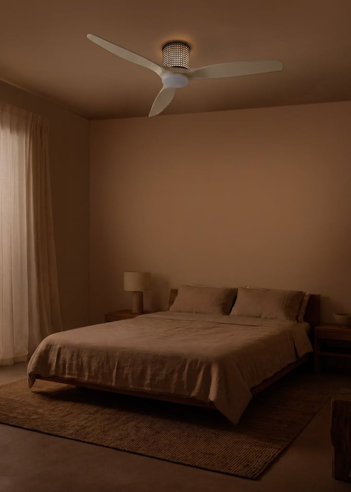 WIND CALM CUSTOM RATTAN - Plafondventilator 40W stil Ø132 cm met LED verlichting in behuizing en lamp, afbeelding van de galerij 2