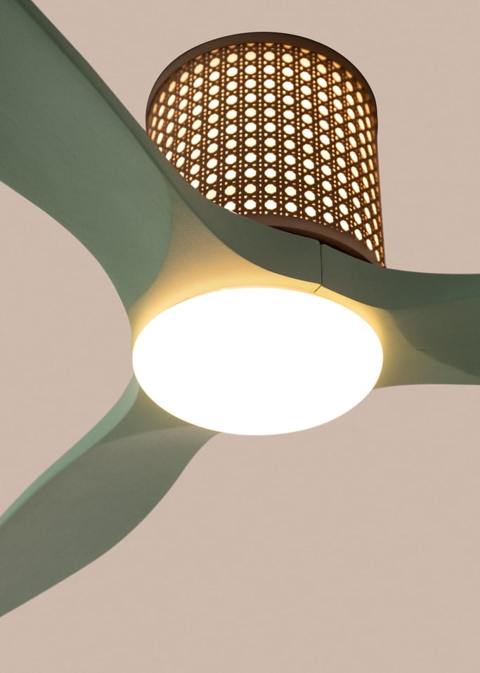 WIND CALM CUSTOM RATTAN - Plafondventilator 40W stil Ø132 cm met LED verlichting in behuizing en lamp, afbeelding van de galerij 2