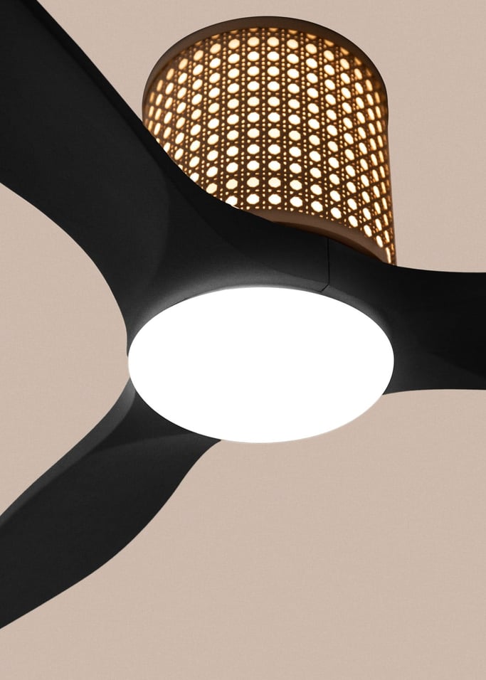 WIND CALM CUSTOM RATTAN - Plafondventilator 40W stil Ø132 cm met LED verlichting in behuizing en lamp, afbeelding van de galerij 2