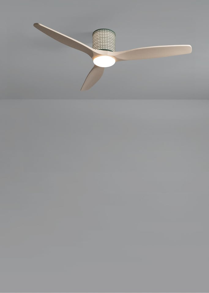 WIND CALM CUSTOM RATTAN - Plafondventilator 40W stil Ø132 cm met LED verlichting in behuizing en lamp, afbeelding van de galerij 4