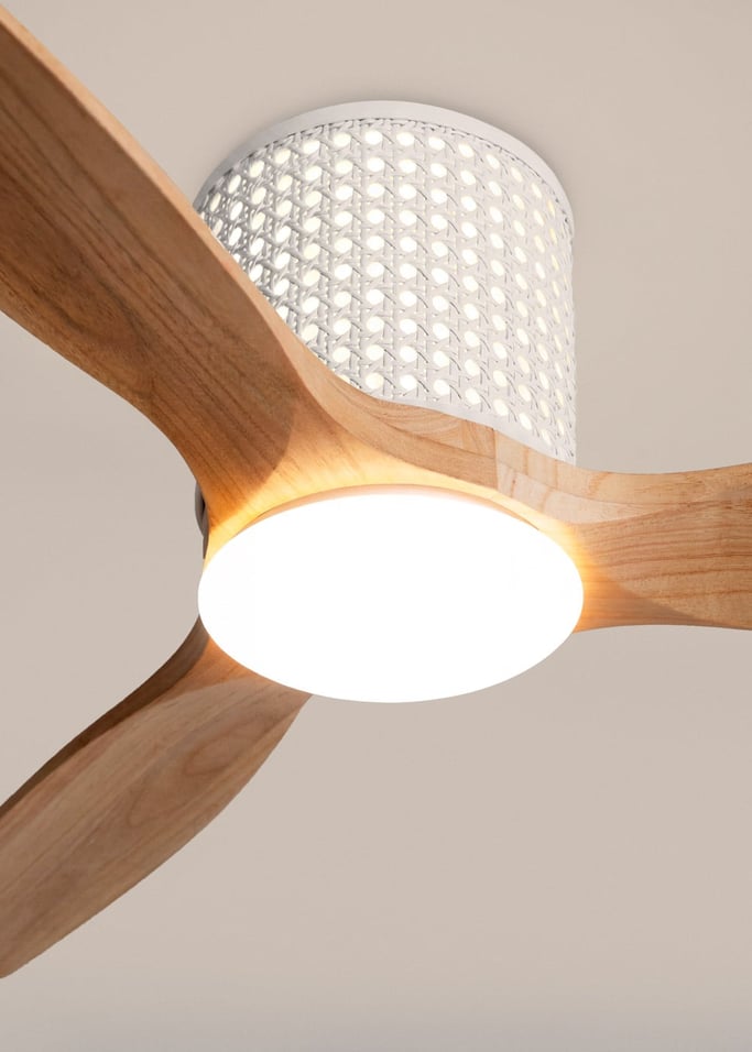 WIND CALM CUSTOM RATTAN - Plafondventilator 40W stil Ø132 cm met LED verlichting in behuizing en lamp, afbeelding van de galerij 4
