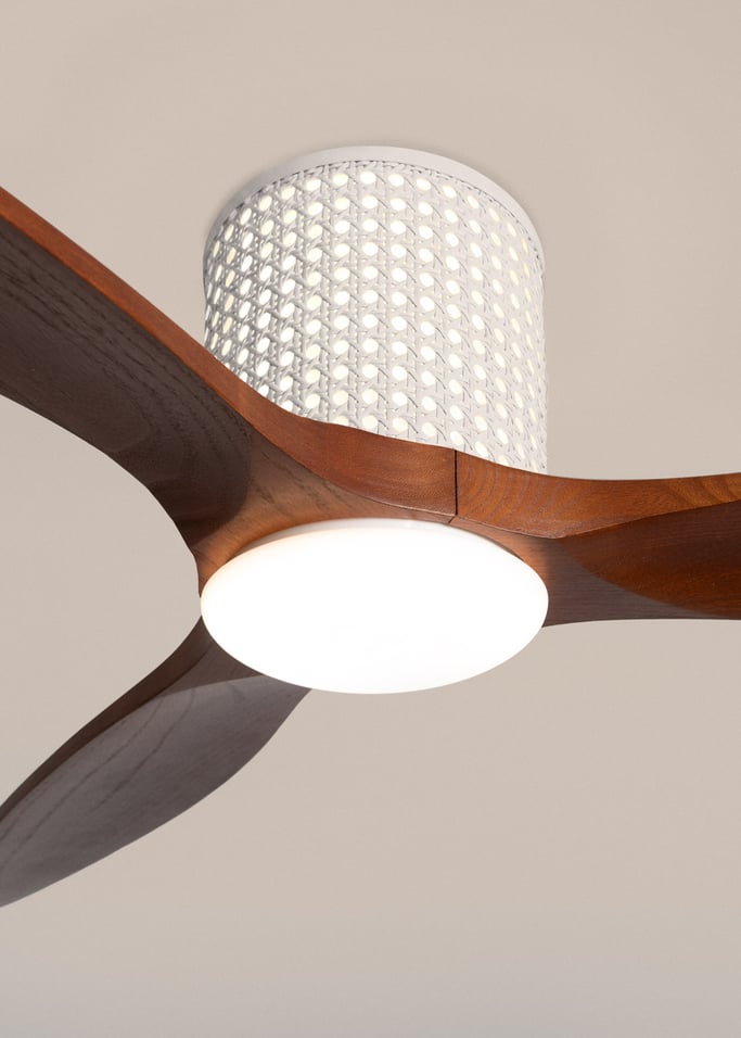 WIND CALM CUSTOM RATTAN - Plafondventilator 40W stil Ø132 cm met LED verlichting in behuizing en lamp, afbeelding van de galerij 5