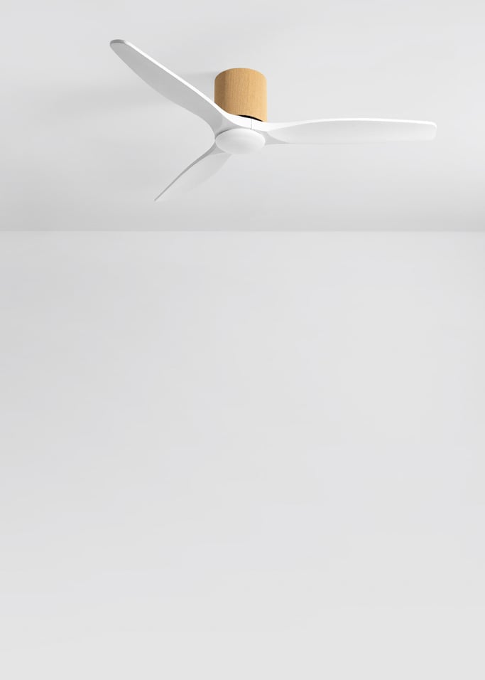 WIND CALM CUSTOM WOVEN - Stille plafondventilator 40W Ø132 cm van 100% hout met LED-verlichting, afbeelding van de galerij 2