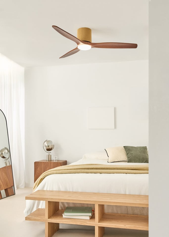 WIND CALM CUSTOM WOVEN - Stille plafondventilator 40W Ø132 cm van 100% hout met LED-verlichting, afbeelding van de galerij 1