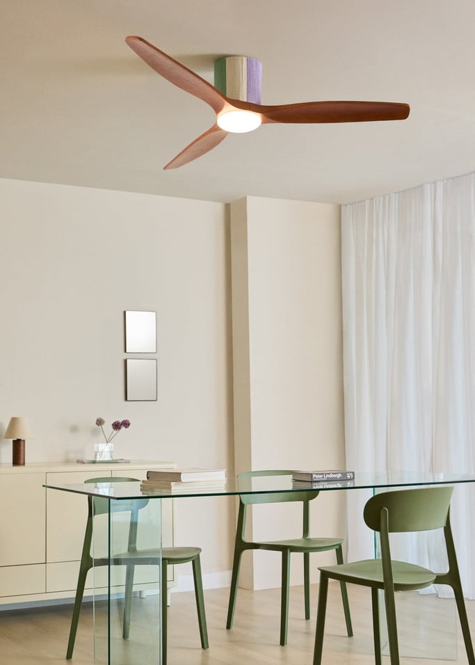 WIND CALM CUSTOM WOVEN - Stille plafondventilator 40W Ø132 cm van 100% hout met LED-verlichting, afbeelding van de galerij 1
