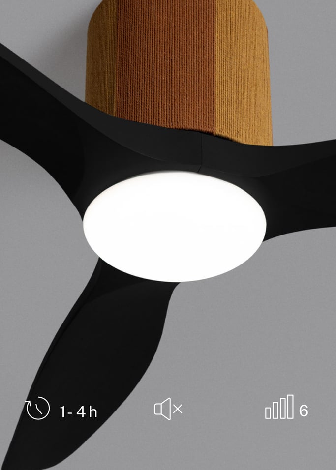 WIND CALM CUSTOM WOVEN - Stille plafondventilator 40W Ø132 cm van 100% hout met LED-verlichting, afbeelding van de galerij 3