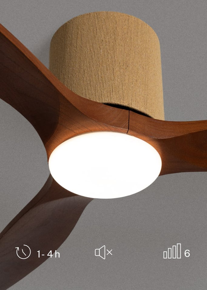 WIND CALM CUSTOM WOVEN - Stille plafondventilator 40W Ø132 cm van 100% hout met LED-verlichting, afbeelding van de galerij 3