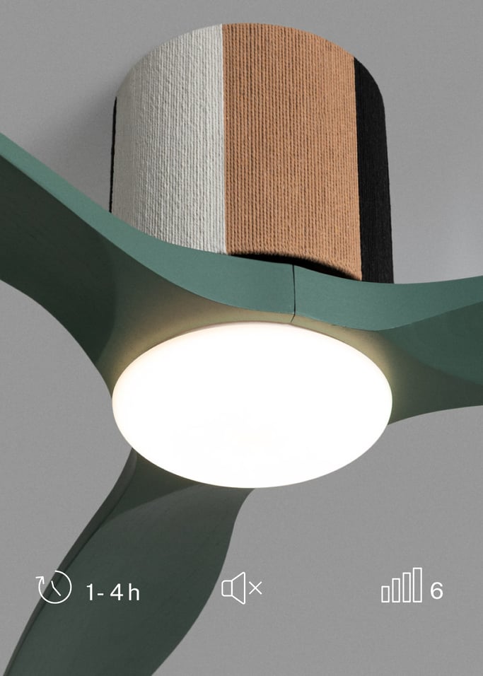 WIND CALM CUSTOM WOVEN - Stille plafondventilator 40W Ø132 cm van 100% hout met LED-verlichting, afbeelding van de galerij 3
