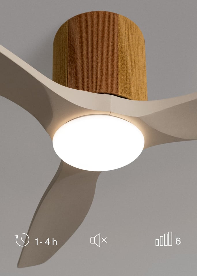 WIND CALM CUSTOM WOVEN - Stille plafondventilator 40W Ø132 cm van 100% hout met LED-verlichting, afbeelding van de galerij 3