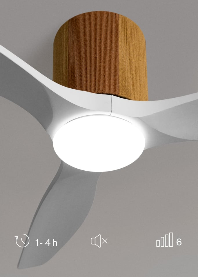 WIND CALM CUSTOM WOVEN - Stille plafondventilator 40W Ø132 cm van 100% hout met LED-verlichting, afbeelding van de galerij 4