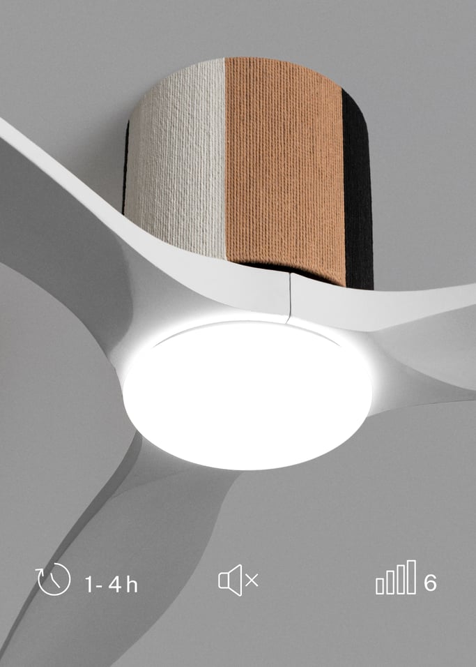 WIND CALM CUSTOM WOVEN - Stille plafondventilator 40W Ø132 cm van 100% hout met LED-verlichting, afbeelding van de galerij 4