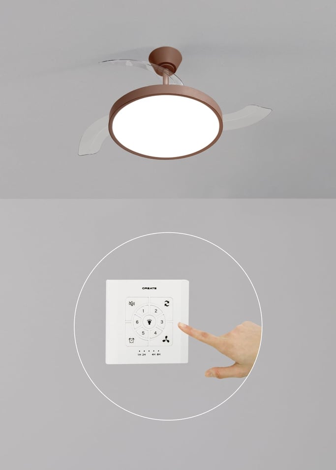 WIND CLEAR STUDIO - Plafondventilator 40W stil met intrekbare bladen en LED-licht, verschillende maten, afbeelding van de galerij 2