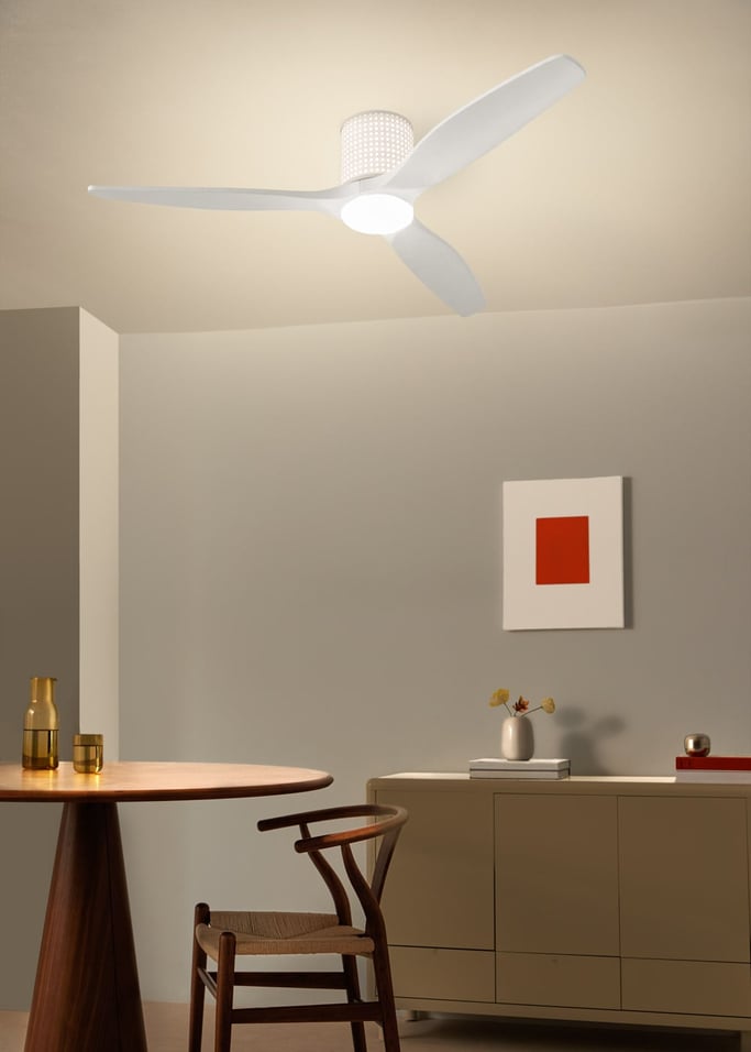 WIND CALM CUSTOM RATTAN - Plafondventilator 40W stil Ø132 cm met LED verlichting in behuizing en lamp, afbeelding van de galerij 1