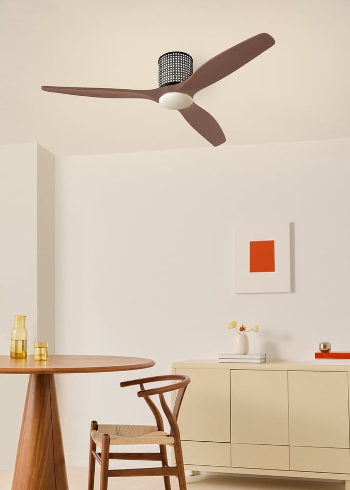 WIND CALM CUSTOM RATTAN - Plafondventilator 40W stil Ø132 cm met LED verlichting in behuizing en lamp, afbeelding van de galerij 2