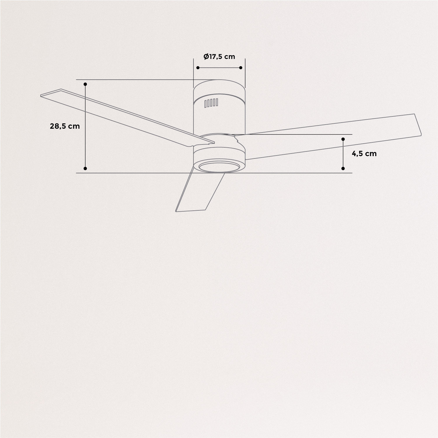Ceiling fan RX52-60, medidas foto vertical