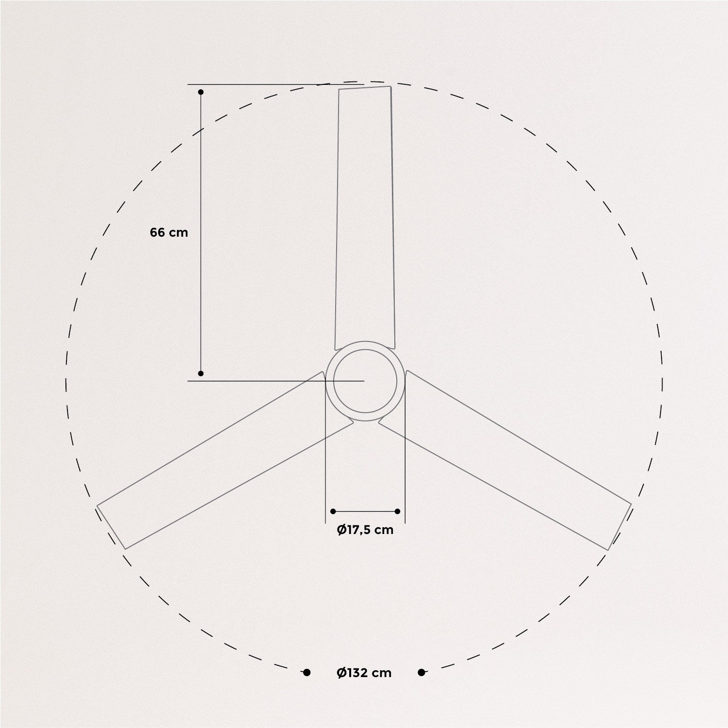 Ceiling fan RX52-60, medidas foto vertical