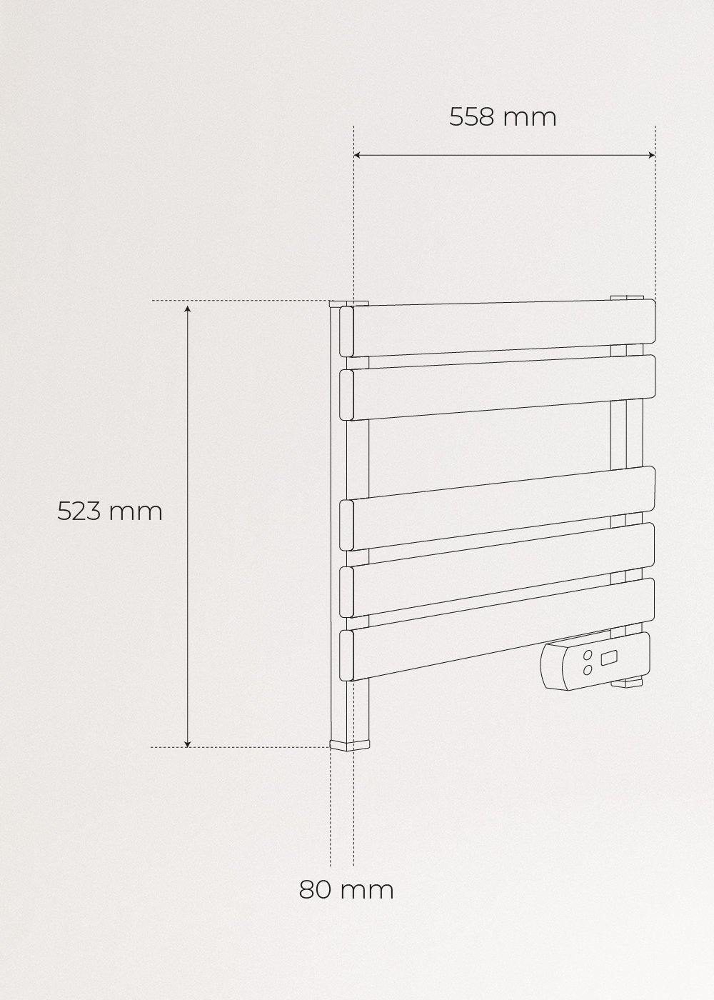 WARM TOWEL MINI - Elektryczny wieszak na ręczniki podłogowo-ścienny 150W, medidas foto vertical