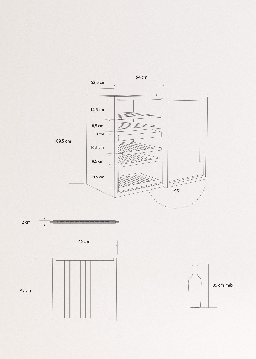WINECOOLER XL - Chłodziarka do wina 46 butelek
, medidas foto vertical
