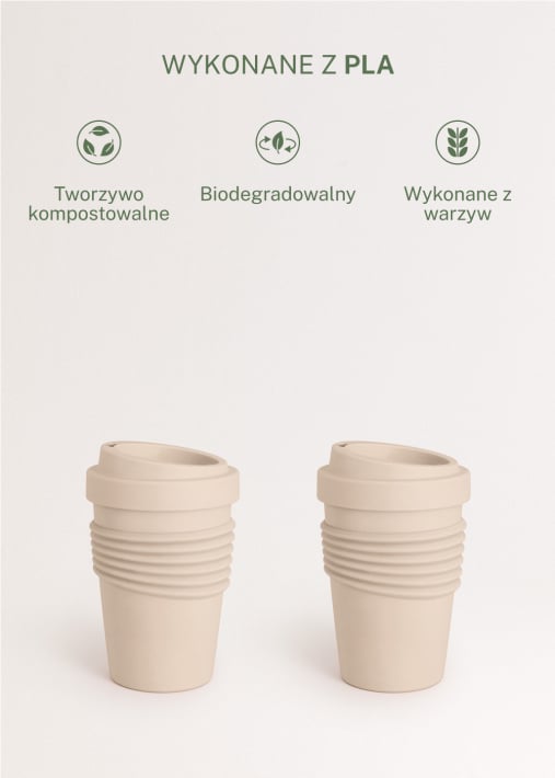 KITCHENWARE OUTDOOR ECO - Kubek do kawy z pokrywką wykonany z materiału pochodzącego z recyklingu