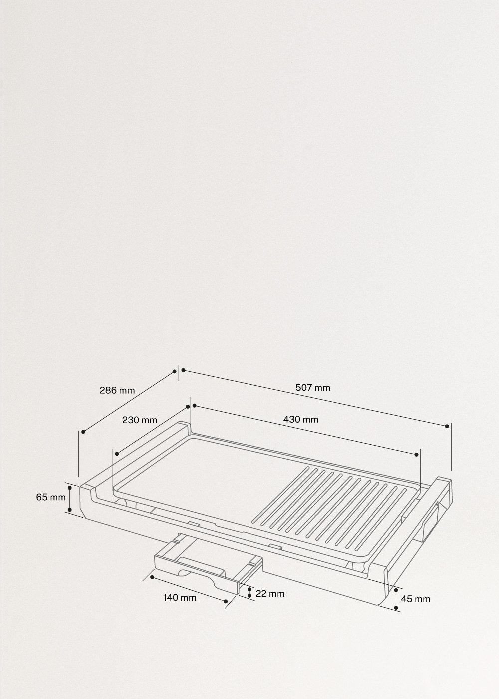 STONE FLAT BAMBOO - Grill elektryczny 1800W, medidas foto vertical