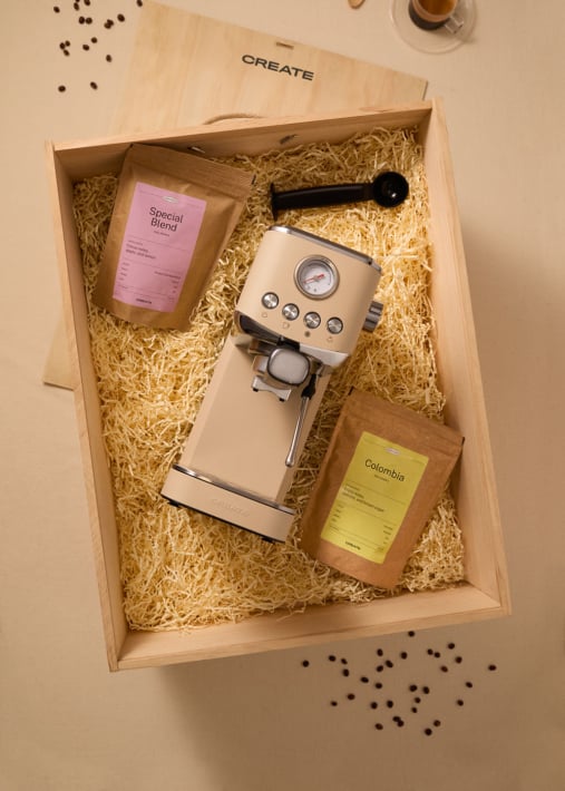 COFFEE BOX - Zestaw prezentowy z ekspresem do kawy + kawy