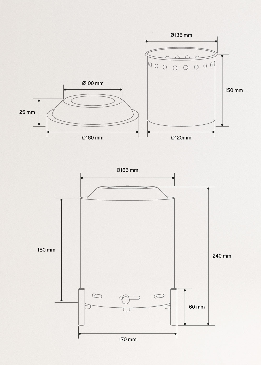 FIRE PIT COMPACT - Stolikowy kominek zewnętrzny 1,5 kW na bezdymne pellet, medidas foto vertical