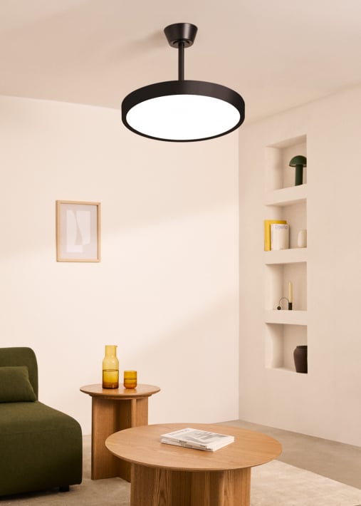 WIND CLEAR STUDIO - Wentylator sufitowy 40W cichy z chowanymi łopatkami i oświetleniem LED, różne rozmiary