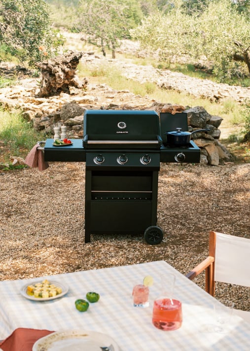 BBQ GAS BURNER PRO - Grill gazowy z palnikiem bocznym i stolikiem pomocniczym