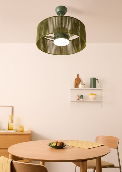 WIND LAMP WOVEN - Cichy wentylator sufitowy 25W z lampą LED