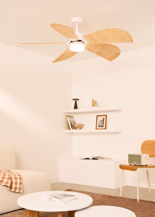 WIND RATTAN - Wentylator Sufitowy 40W Cichy Ø132cm