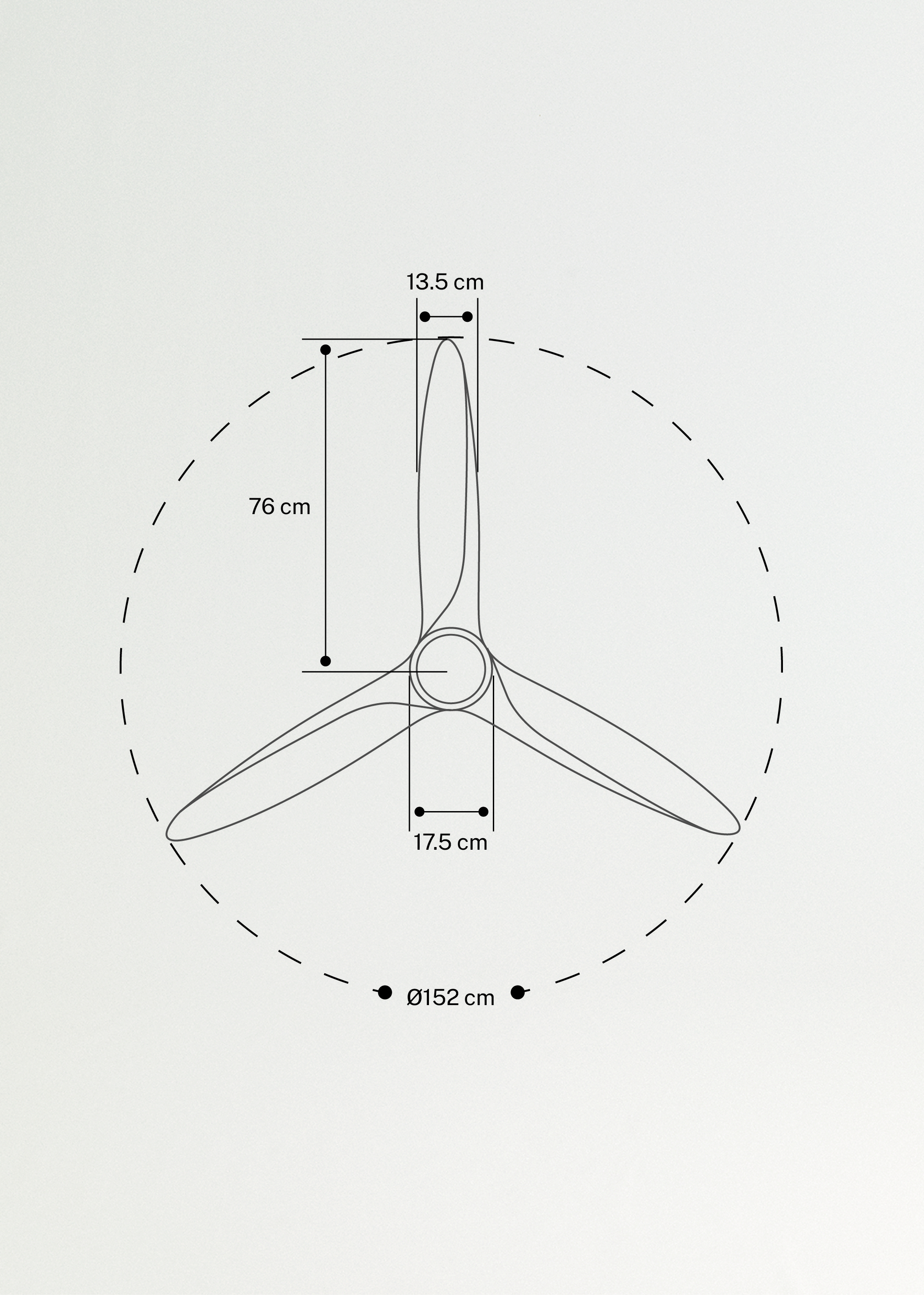 WIND CENTURY - Wentylator sufitowy 40W cichy Ø152 cm 100% drewno, medidas foto vertical