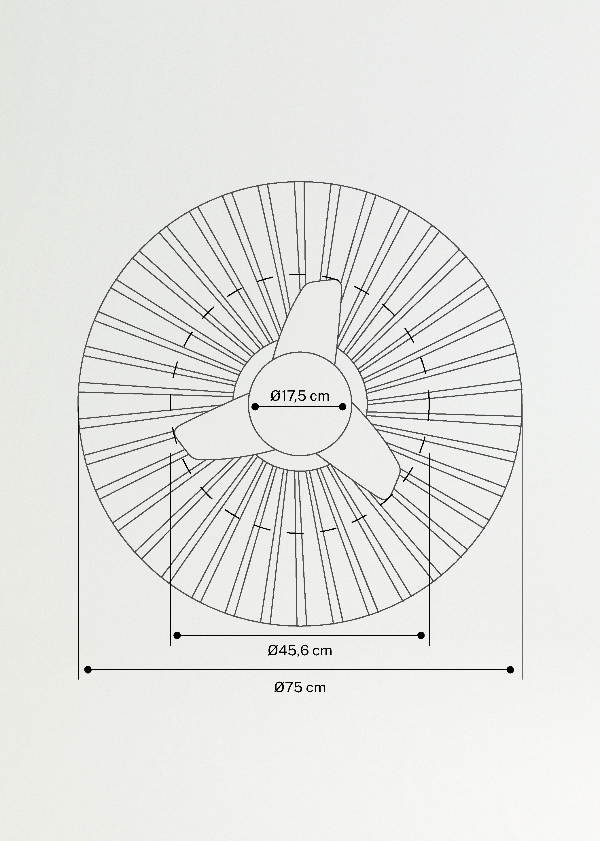 WIND LAMP WOVEN - Cichy wentylator sufitowy 25W z lampą LED, medidas foto vertical