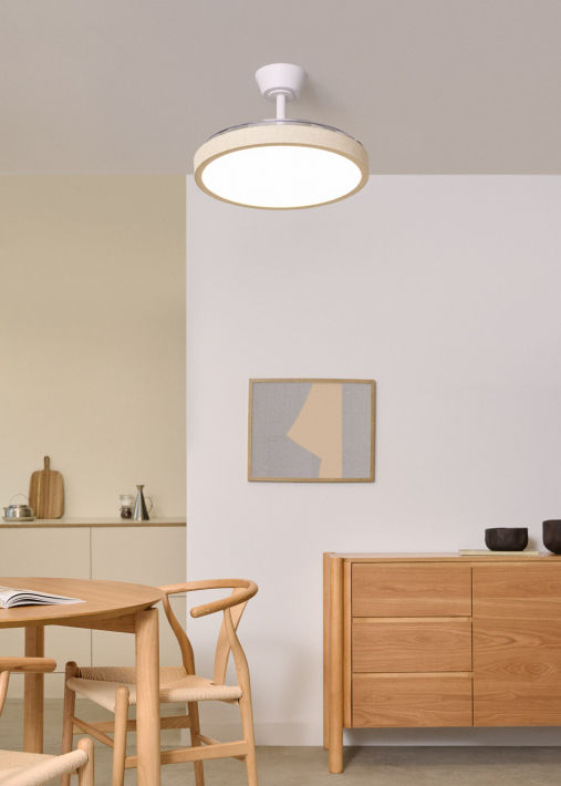 WIND CLEAR STUDIO - Wentylator sufitowy 40W cichy z chowanymi łopatkami i oświetleniem LED, różne rozmiary