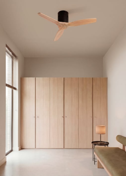 WIND CALM NATURAL WOOD - Wentylator sufitowy 40W cichy 100% drewno