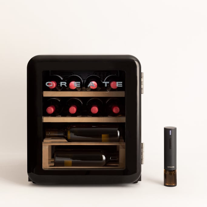 PACK - WINECOOLER RETRO M - 12-butelkowa elektryczna piwniczka na wino + WINETWIST - Elektryczny korkociag, imagen de galería 1