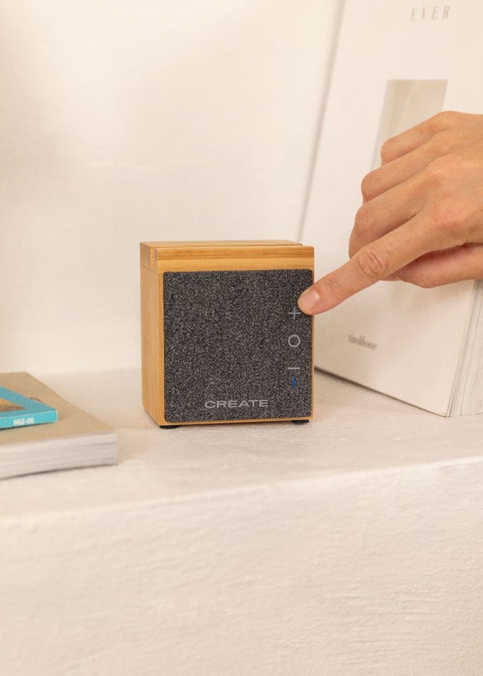 SPEAKER MINI PRO BAMBOO - Bambusowy glosnik bluetooth z uchwytem na smartfon, obraz z galerii 3