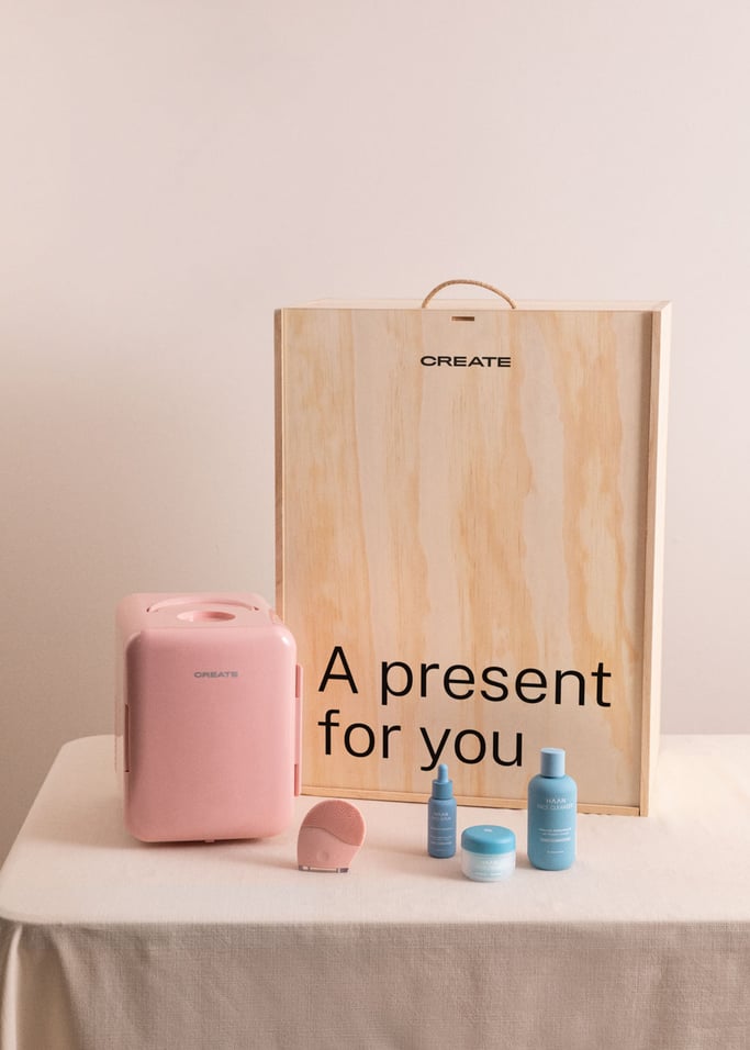 BEAUTY ROUTINE BOX - Zestaw podarunkowy mini lodówką + Silikonowa szczoteczka do twarzy + 3 produktami kosmetycznymi marki Haan, obraz z galerii 2