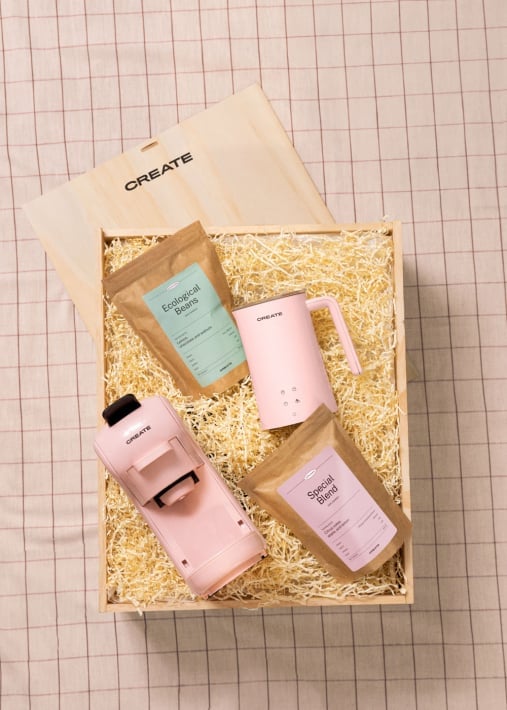 Kup LATTE TIME BOX - Zestaw podarunkowy z wielokapsułkowym ekspresem do kawy + kawa 