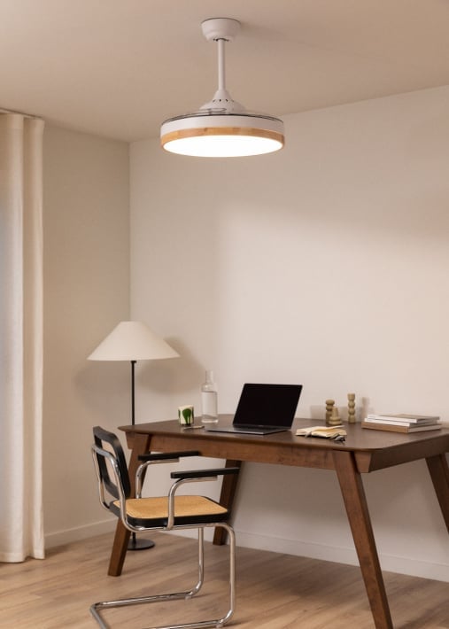 Kup WIND CLEAR - Wentylator sufitowy 40W z cicho wysuwanymi łopatkami i oświetleniem LED, różne rozmiary
