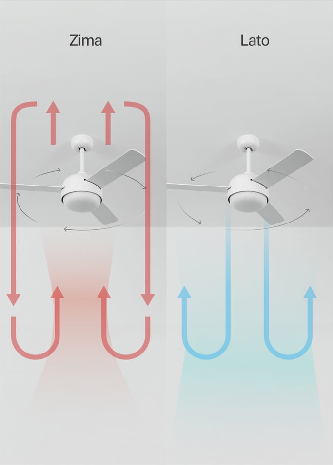 WIND BALL - Wentylator sufitowy 40W cichy Ø112 cm i oświetleniem LED 15W odwracalne ostrza, obraz z galerii 4