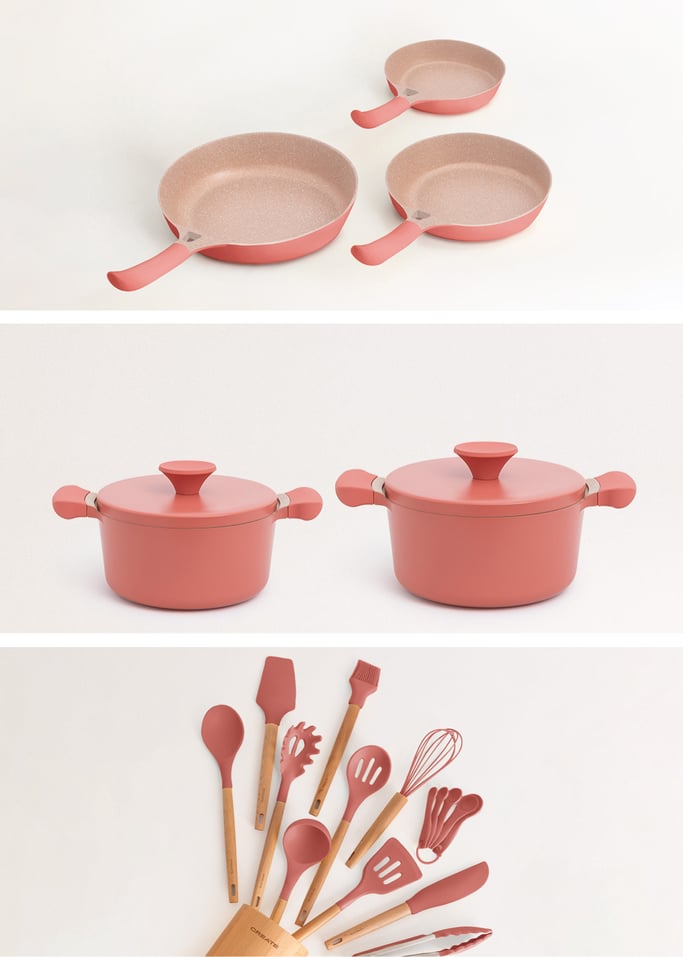 Komplet kuchenny 3 patelni PAN STUDIO, 2 garnki POT STUDIO i zestaw przyborów kuchennych KITCHENWARE STUDIO, obraz z galerii 1