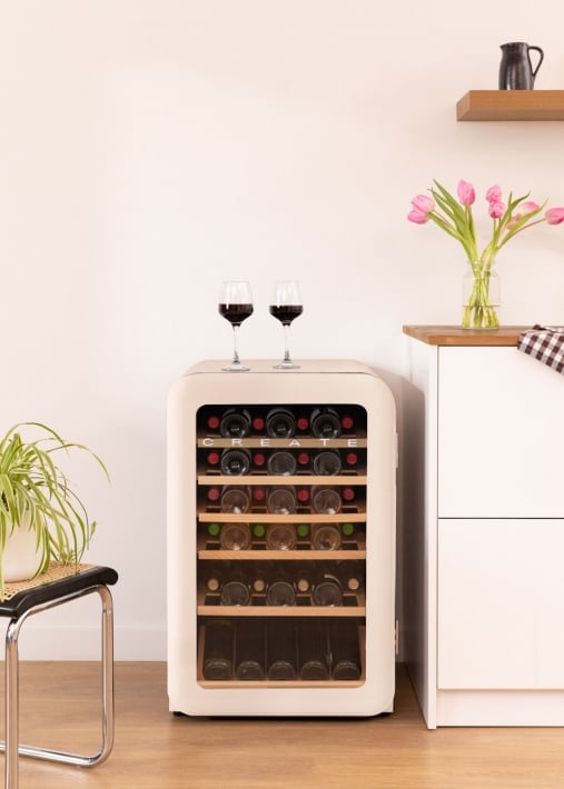 Kup WINECOOLER RETRO - Elektryczna chłodziarka do wina w stylu retro na 12, 45 lub 76 butelek