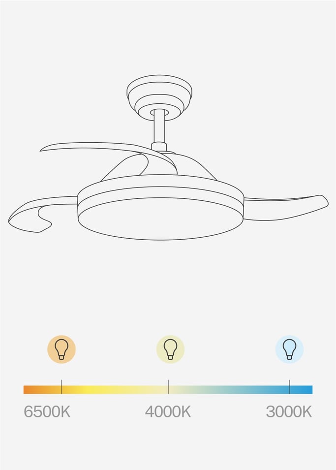 WIND CLEAR - Wentylator sufitowy 40W z cicho wysuwanymi łopatkami i oświetleniem LED, różne rozmiary
, obraz z galerii 8