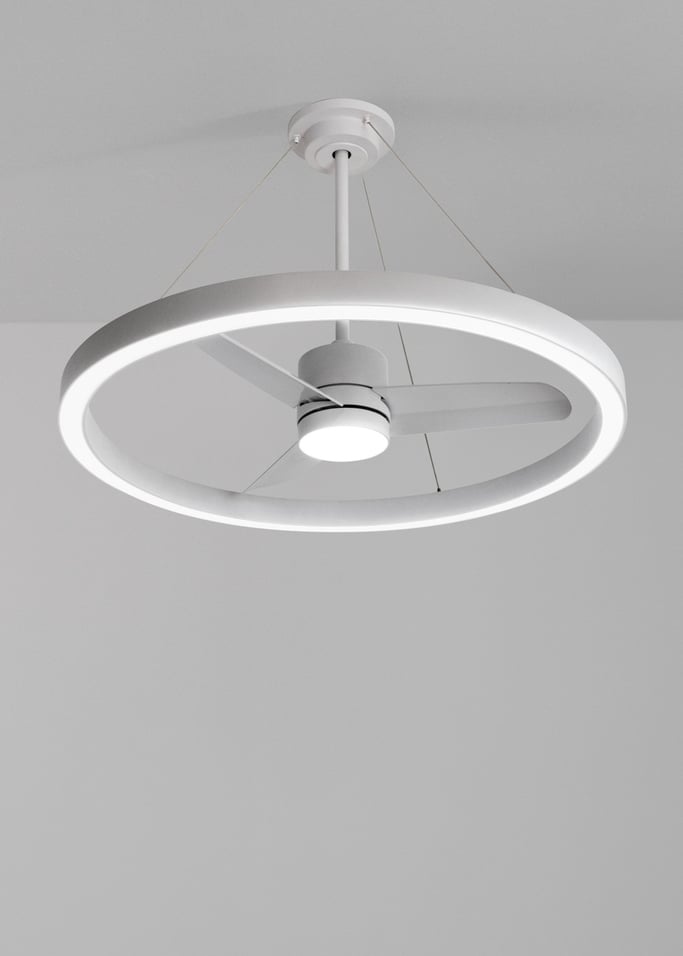 WIND HALO - 36W cichy wentylator sufitowy Ø107cm z pierścieniem świetlnym LED, obraz z galerii 1