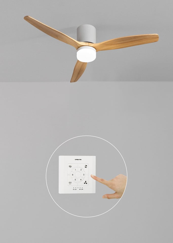 WIND CALM CONCRETE - Cichy wentylator sufitowy 40W Ø132cm, 100% drewna, z obudową z gipsu do personalizacji, obraz z galerii 2