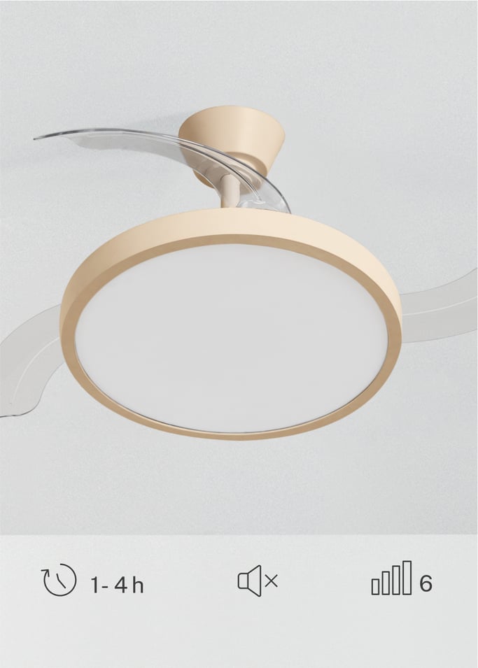 WIND CLEAR STUDIO - Wentylator sufitowy 40W cichy z chowanymi łopatkami i oświetleniem LED, różne rozmiary, obraz z galerii 5